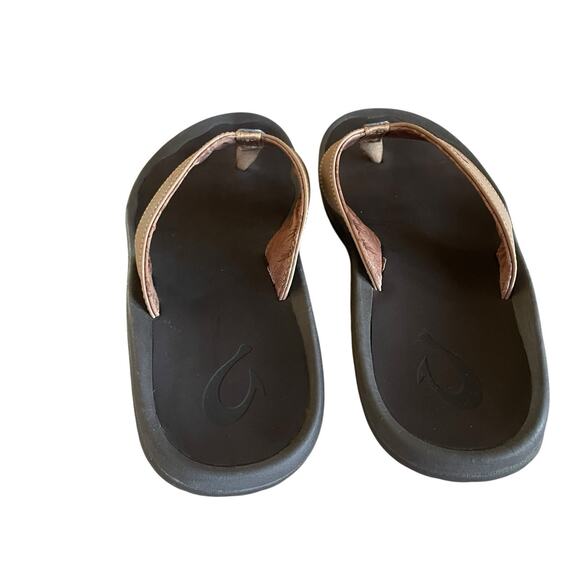 OLUKAI Ohana Men's Size 12/EU 45 Brown Slip-On Water Resistant Flip Flop Sandals - Picture 5 of 7